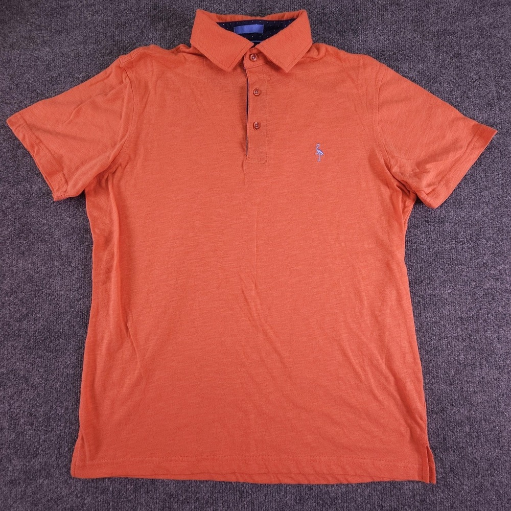 TailorByrd Polo Shirt Mens Medium Orange Embroidered‎ Flamingo Logo Golf Casual